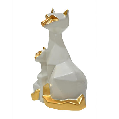 Cat Couple Showpiece Statue for Good Luck, Home Decoration Items for Living Room, Cat for Office Desk Good Luck Vastu Fengshui Ceramic Items, Centre Table Decor, Valentine's Day Gift