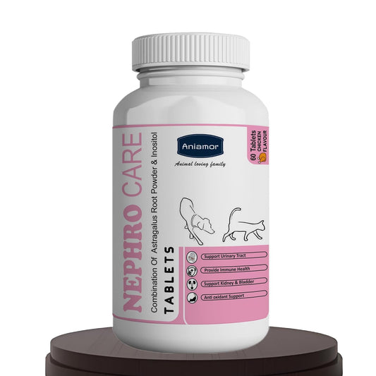 Aniamor Nephro Care Tablets for Dogs and Cats | Supports The Urinary Tract | Dogs and Cats Supplement | Chicken Flavour | for All Life Stages | 60 Tablets