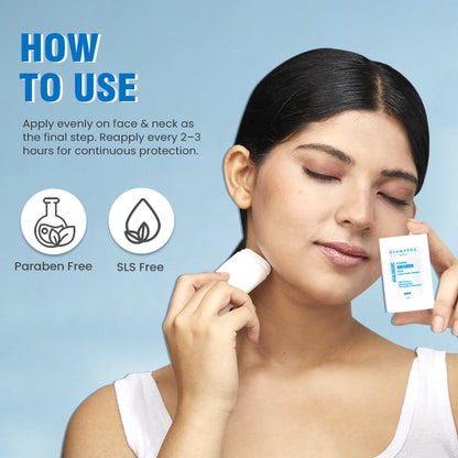 Glamveda Hyaluronic Invisible Sunscreen Stick SPF-50 PA+++ | Blue Light Filter, Hydration with Hyaluronic Acid & Ceramides | Dewy Finish, Easy Application | UVA/UVB Protection | for Men & Women | 20g