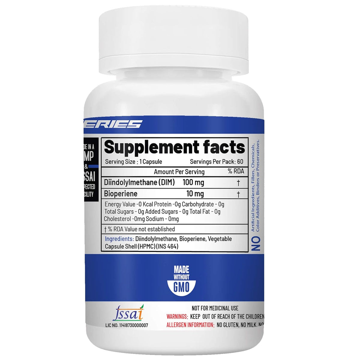 NutriJa Pure DIM 100mg with BioPerine - 60 Veg Capsules | High Potency Estrogen Metabolism Support & Natural Hormone Balance | No Fillers | No Excipients | No Additives