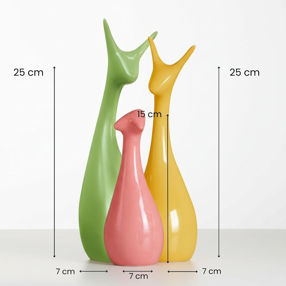 Beautiful Home Decor Lucky Deer Statue Family Ceramic Figures - (Set of 3, Multicolor)