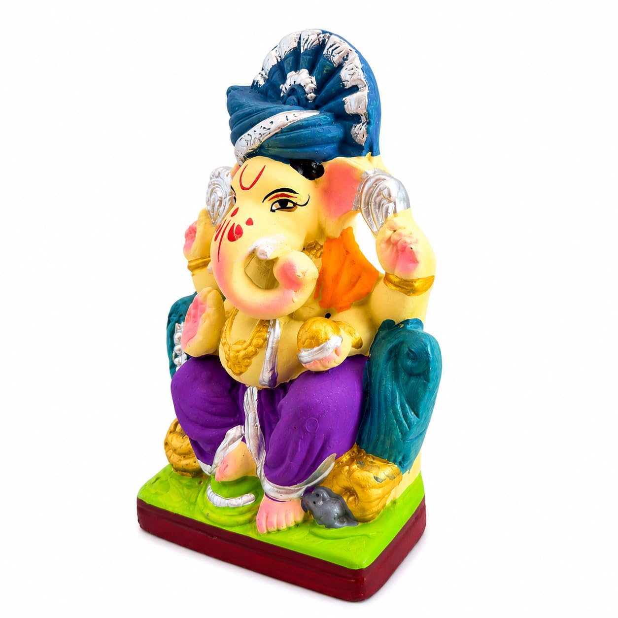DORAYA EARTH CREATION Clay Ganpati Murti Handmade Eco-Friendly Multicolour Ganesh Idol for Home Temple, Ghar Pooja, Ganesh Chaturthi Decoration, Office Desk & Festive Gift | 6.5 Inch (6 INCH)