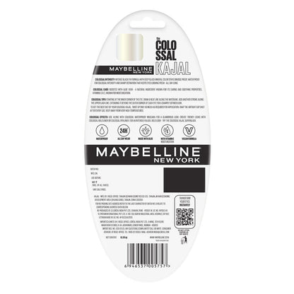 Maybelline New York Intense Colour Colossal Kajal, Black, Matte Finish, Stay Up To 24 Hours, Water-proof, Smudge Resistant, Infused With Aloe Vera & Vitamin C and Vitamin E | 0.35g