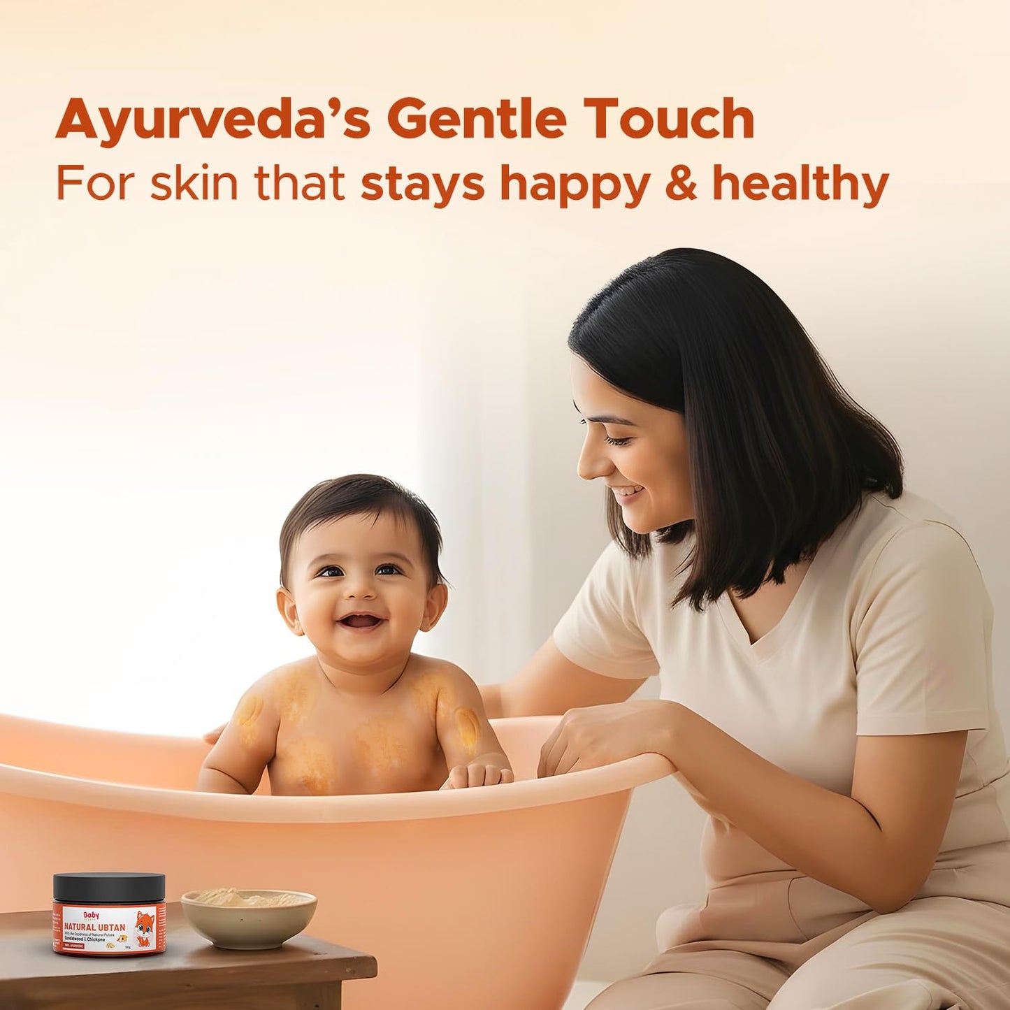 BabyOrgano Ayurvedic Ubtan Bath Powder for Babies, Kids & Mothers 0+ Months | Tan Removal & Skin Brightening | Sandalwood Turmeric Neem & Green Gram | Dermatologically Tested | AYUSH Approved | 100g (Pack of 1)