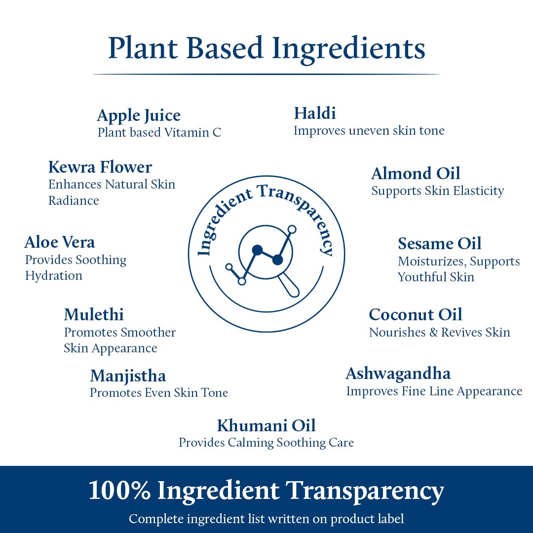 Blue Nectar Plant Based Vitamin C Face Cream for Glowing Skin Dark Spot Removal Cream for Men with Green Apple and Almond Oil (13 Herbs, 50g)