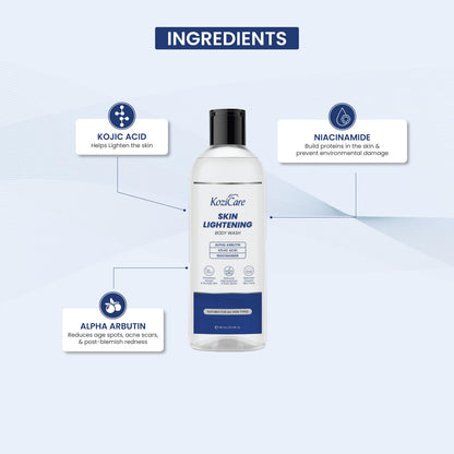 Kozicare Soap Skin Lightening Body Wash Gel | Alpha Arbutin, Niacinamide & Kojic Acid | Helps Reduces Pigmentation, Dark Spots & Uneven SkinTone |For Men & Women - 300 Ml