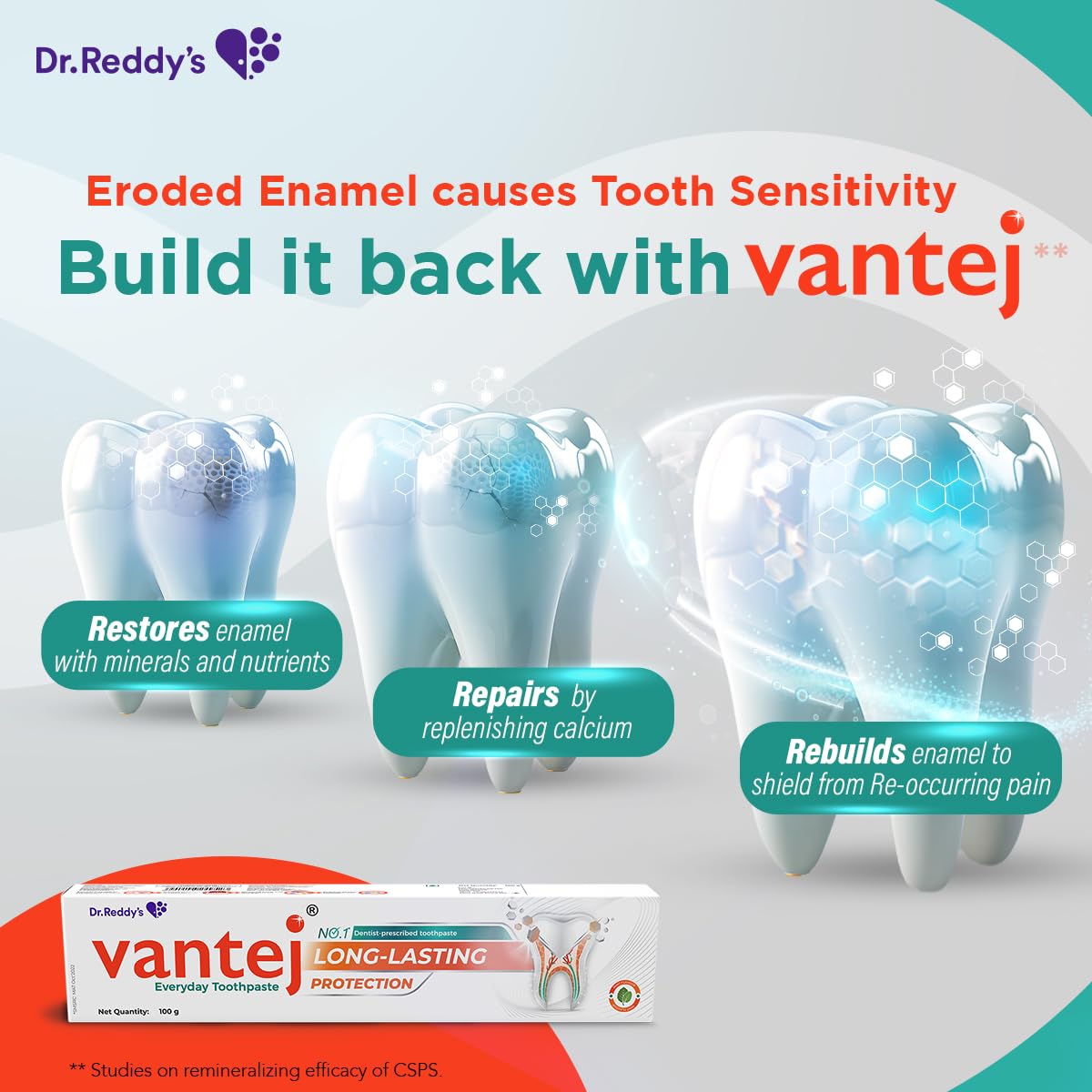 Vantej : Sensitivity Protection Toothpaste| 100 Grams| Gives Long Lasting Sensitivity Protection And Tooth Sensitivity Healing| Dentist Recommended| Desensitizing Toothpaste| Braille Enabled Pack
