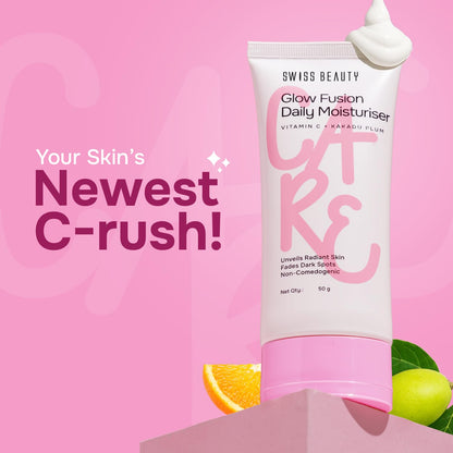Swiss Beauty Care Glow Fusion Daily Moisturiser | With Vitamin C & Kakadu Plum Extract | Niacinamide & Orange Peel Extract | Boosts Glow | Fades Pigmentation | Super Hydrating | 50g