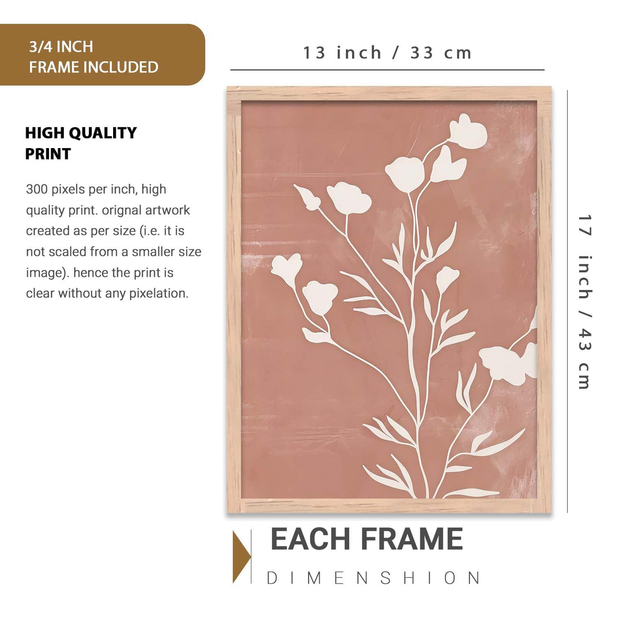Botanical Art Home Decoration Painting | Floral Paintings With Frame For Living Room Bed Room Hotel Wall Decor Digital Reprint Set of 3 (13X17 inch)