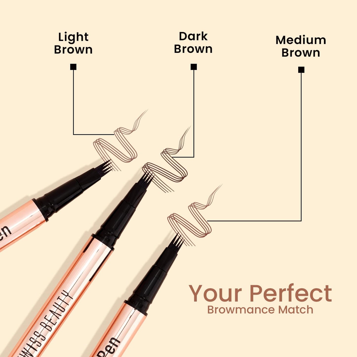 Swiss Beauty BROWmance Pen | Fills In Sparse Hair | 8-Hour Stay | Waterproof | Shade- 03 Dark Brown | 1ml