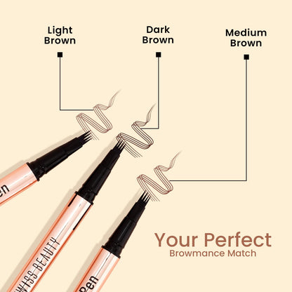 Swiss Beauty BROWmance Pen | Fills In Sparse Hair | 8-Hour Stay | Waterproof | Shade- 03 Dark Brown | 1ml