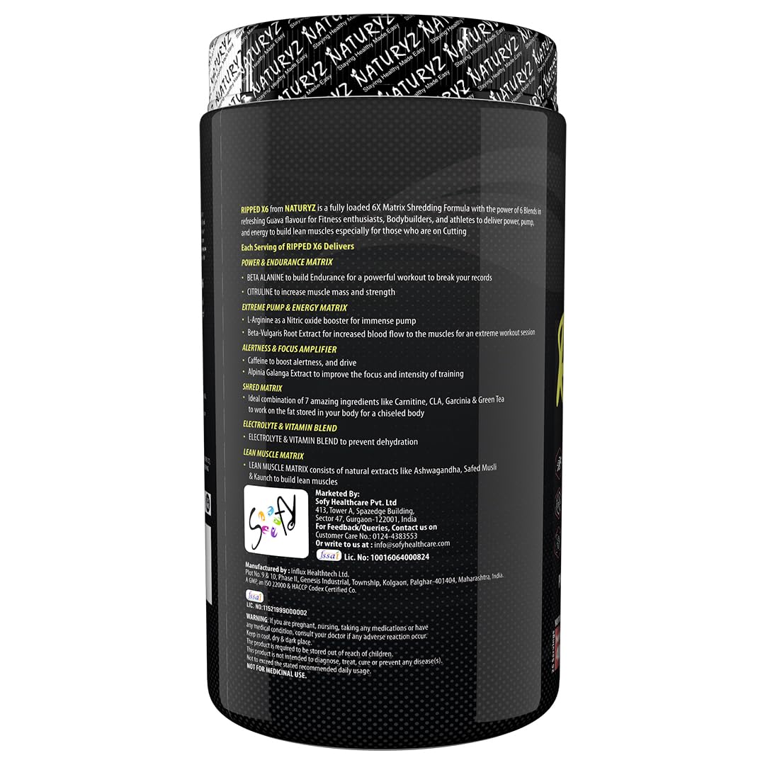 Black supplement container with white text on a white background