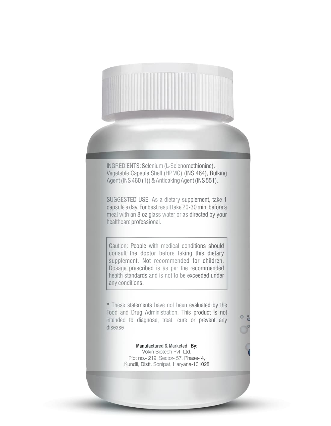 Supplement bottle with label on a white background