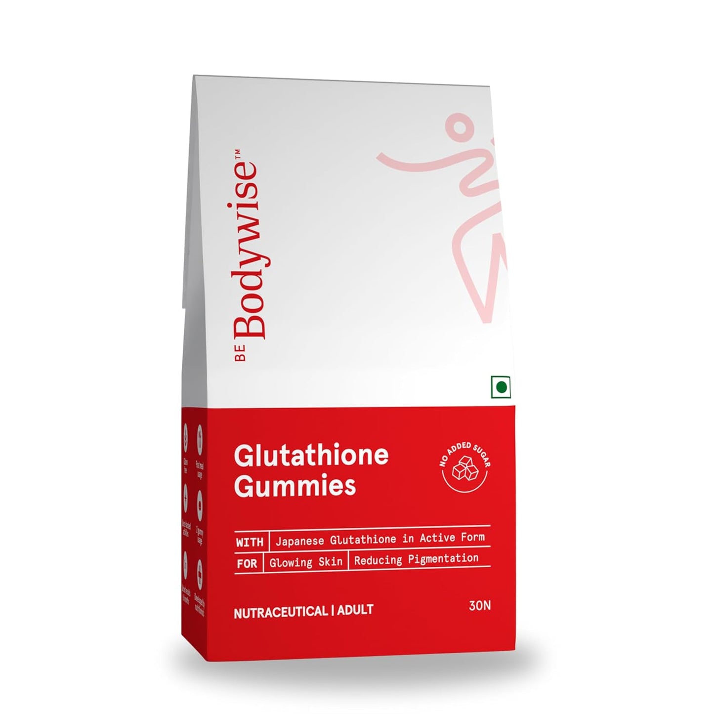 Be Bodywise Glutathione Gummies for Clear and Radiant Skin | Reduces Pigmentation, Enhances Radiance, Protects Against Pollution & UV Damage | With 250mg Gluthione per serving | L-Glutathione, Lycopene, Vitamin C |  30 Gummies