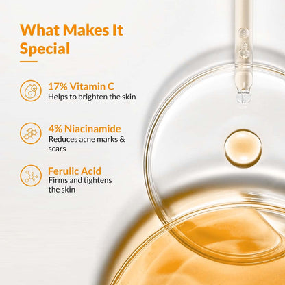 Fixderma 17% Vitamin C Face Serum for Glowing Skin | Retinol Face Serum | Skin Brightening | Anti Aging Serum 10ml