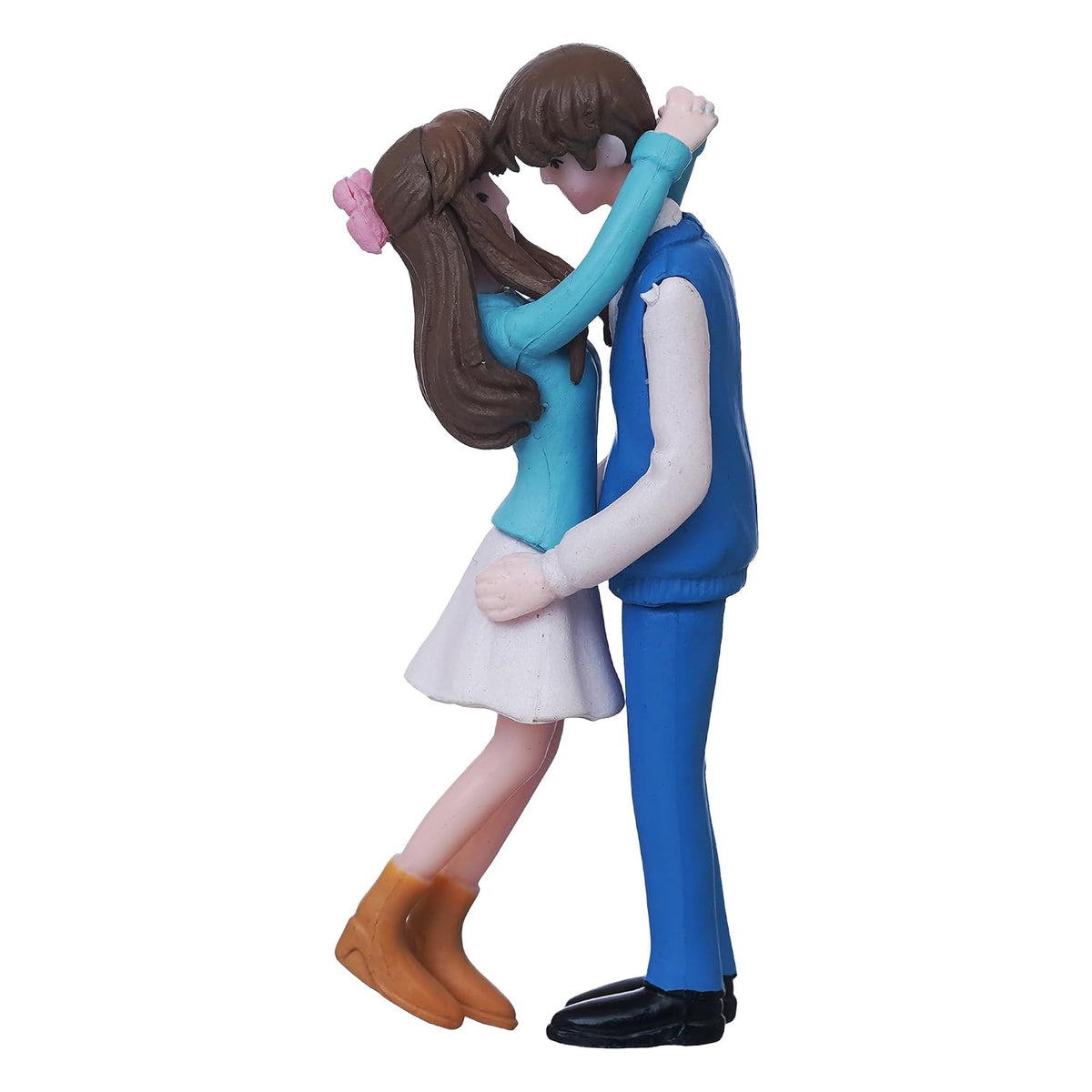 eCraftIndia Valentine Gift for Girlfriend Boyfriend Resin Romantic Hugging Couple Statue Decorative Showpiece | Zuzy Almond Chocolates Gift Box | Valentines Day Decoration Items