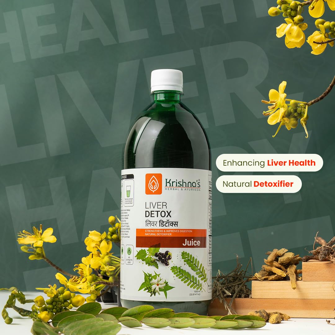 KRISHNA'S HERBAL & AYURVEDA Liver Detox Juice, Strengthens & Improves Digestion, Natural Rejuvenator & Liver Detoxifier, No Artificial Colors or Flavors, 1000 Ml - (Pack of 1)
