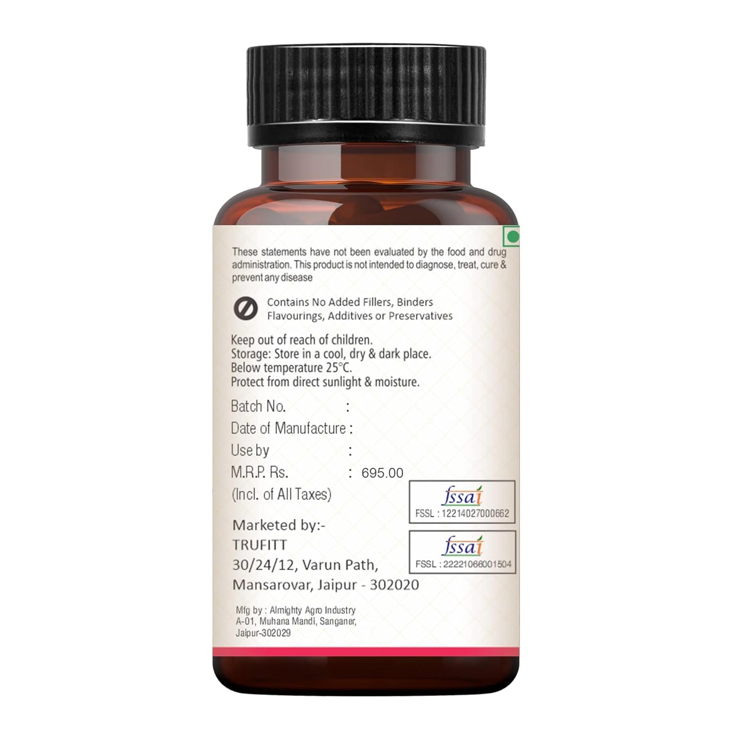 Trufitt Cranberry + D-Mannose Antioxidant For Kidney Health & Urinary Tract Health Support - 60 Capsules