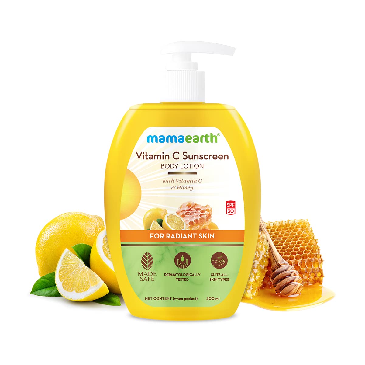 Mamaearth Vitamin C Sunscreen Body Lotion For All Skin Type SPF 30 With Vitamin C & Honey For Radiant Skin -300 Ml