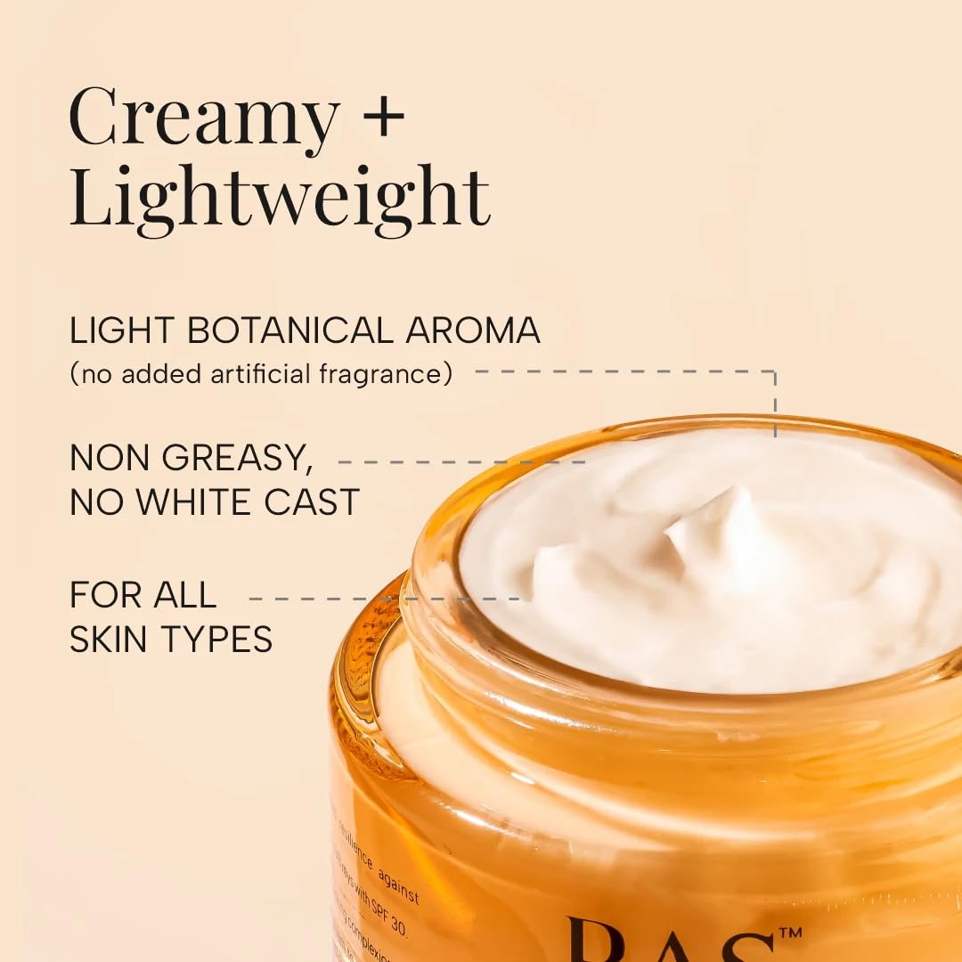 Ras Luxury Oils Super Charge Day Cream with Multivitamin SPF 30 PA++++ Goji Berry & Ceramides | Moisturizer for Glowing Skin with 72HR Hydration | Protection from UVA & UVB | Luxury Skincare