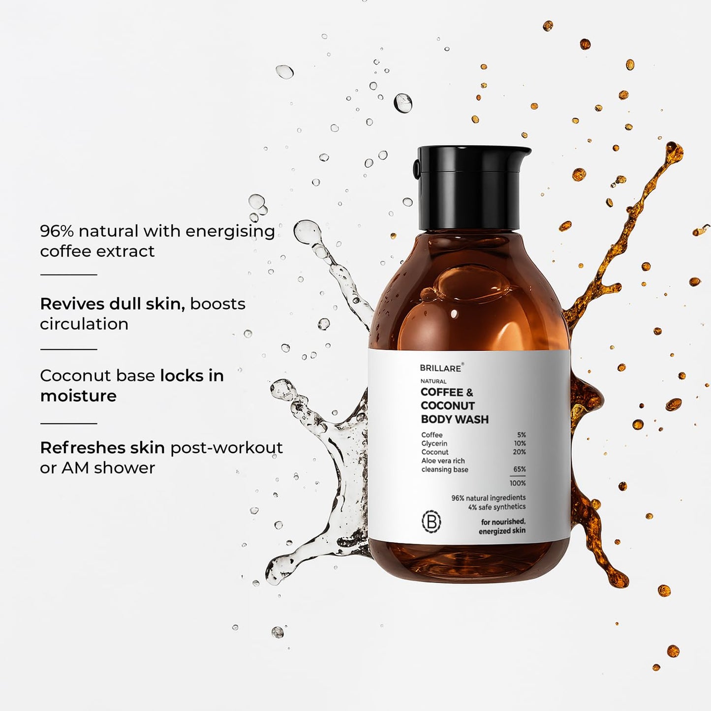 Brillare Coffee & Coconut Body Wash for Energized & Moisturised Skin