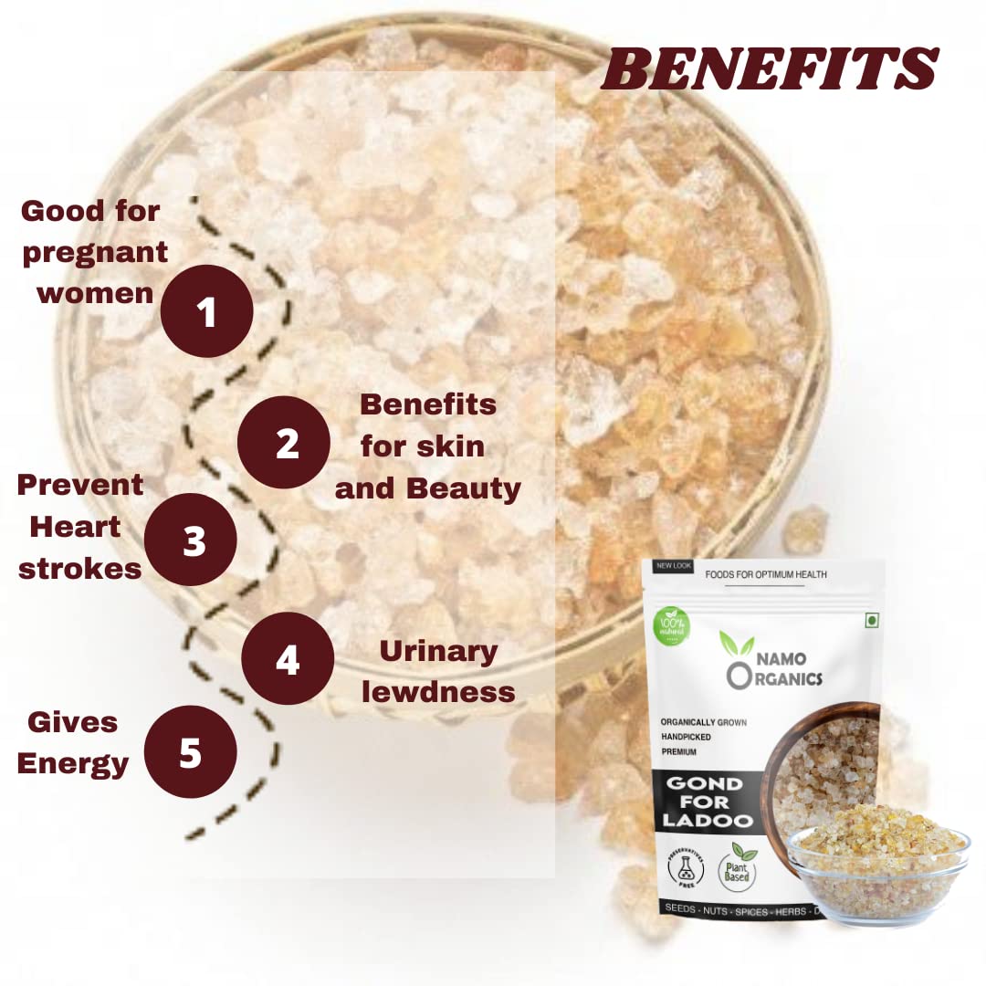 Namo Organics - Edible Gond for Laddu 200 gm | Babul Gond for Ladoo | Kikar Edible gum | 100% Natural, No Preservatives