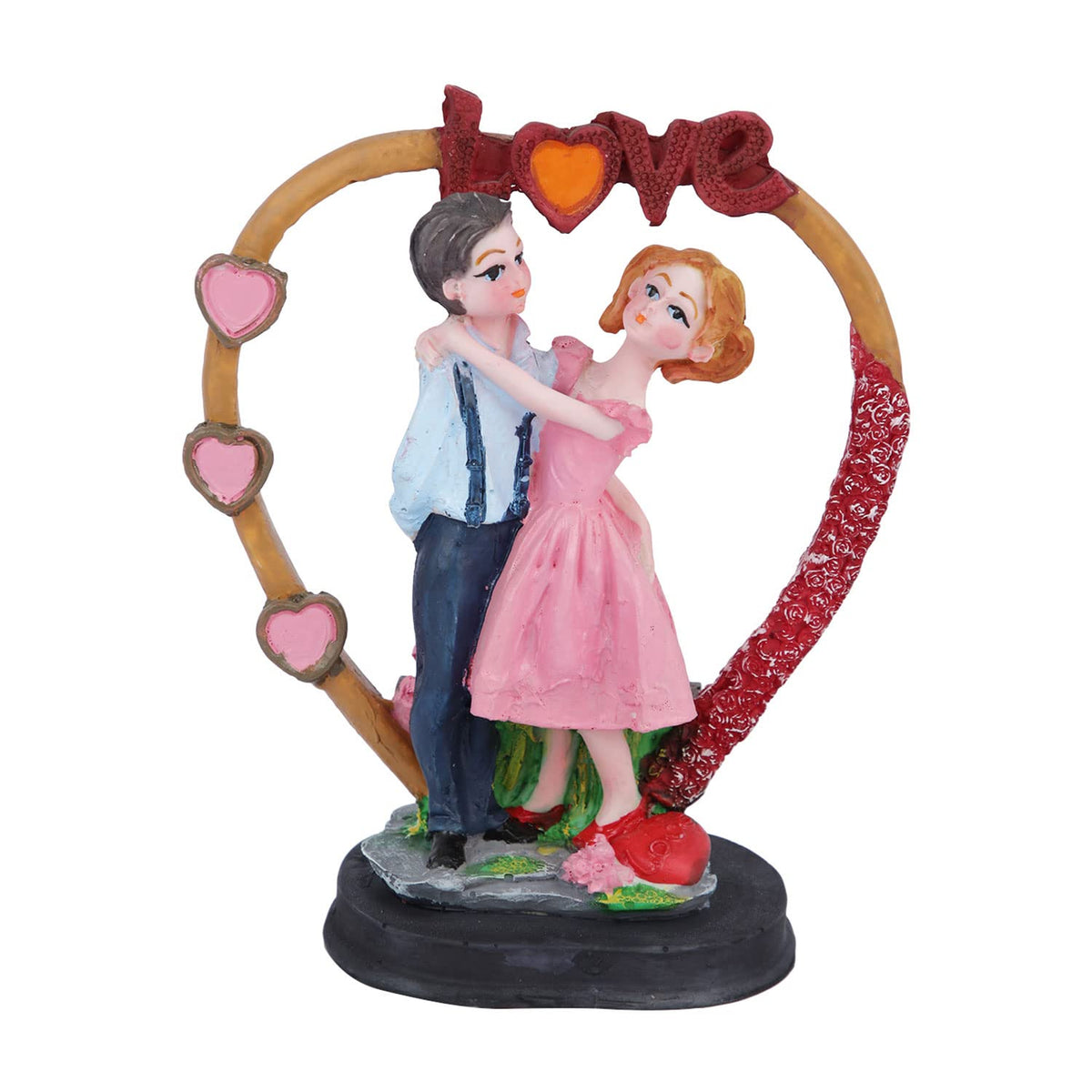 Love Couple Home Decorative Showpiece, Couple on Heart Sculpture Figurine Gift for Home Decor, Table Top, Couple, (5.8x3x7 Inches)