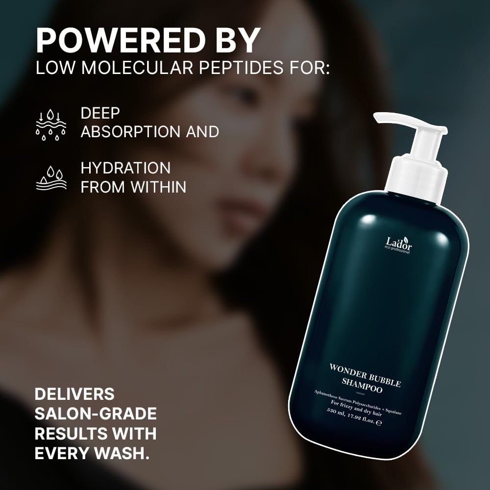 LADOR Wonder Bubble Korean Shampoo for Volume & Shine (530 ML) | Hydrating, Soft, Smooth & Moisturizing Foaming Shampoo | Suitable for Dry, Dull, Coloured, Damaged & Frizzy Hair