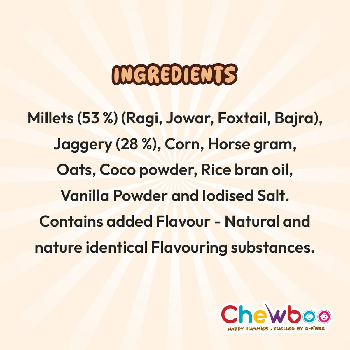 Chewboo Cocoa Multi-Millet Crunchies for Kids | Ragi, Jowar, Bajra & Foxtail Grain Cereal Snack | Jaggery Sweetened | Healthy Breakfast Option | 400 g