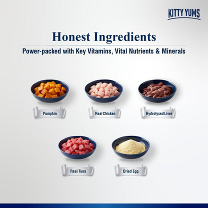 Kitty Yums Adult Cat Wet Mousse 80g | Tuna | Rich in Protein | Promotes Hydration & Easy to Digest | Grain Free | No Artificial Flavours | Packed with Essential Vitamins & Antioxidants
