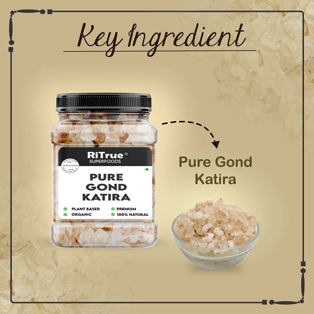Ritrue Superfoods - Gond Katira Pure (Edible Gum) - 300 Gm - tragacanth Crystals | 100% Natural | badam Pisin Almond Gum