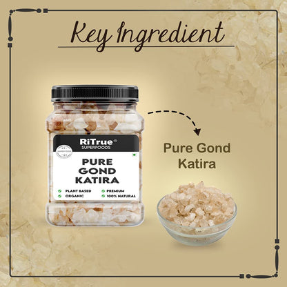 Ritrue Superfoods - Gond Katira Pure (Edible Gum) - 300 Gm - tragacanth Crystals | 100% Natural | badam Pisin Almond Gum