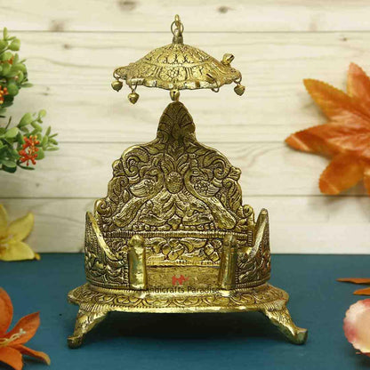 Metal Singhasan Oval Shaped Idol - 7 Inch Height