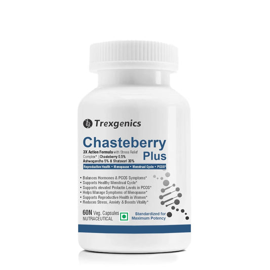 Trexigenics Chasteberry Plus supplement bottle on a white background