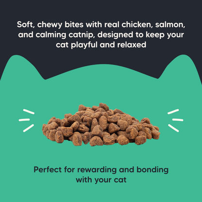 Meowsi by HUFT Soft Cat Treats - Catnip with Salmon & Chicken - 50 gm | Treats for Kittens & Adult Cats | for Persian Cats & All Breeds | Supports Digestion