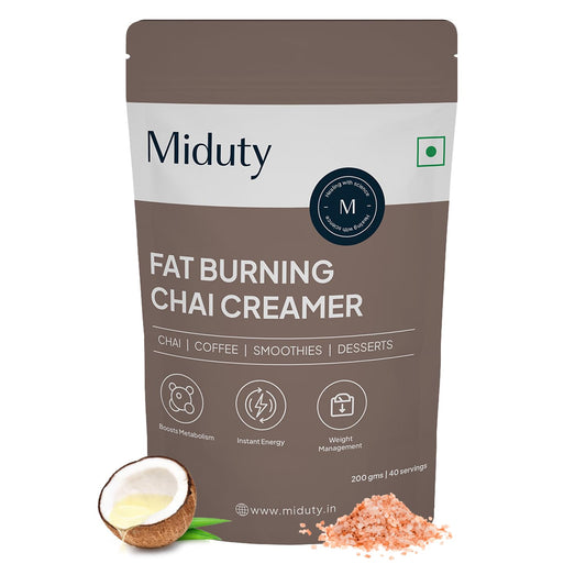Zephivo Miduty by Palak Notes Fat Burning Chai Creamer - Fat Burning - Metabolism - Fat loss - Weight management - Diabetes care - Medium Chain Triglyceride MCT Powder 200g (1)