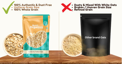 NutriOrganics Rolled Oats 1 Kg - Diet Food | 100% Wholegrain Jumbo Oats | Oats For Weight Management | High Fibre Breakfast | Rich In Protein