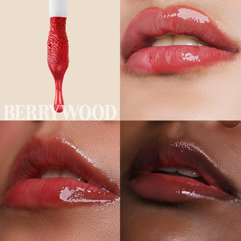 GLAZE BEAUTY Lip Oil Combo Pack of 5 - Honey Truffle, Pink Sorbet, Berrywood, Hibiscus Jam & 60% Dark | Peppermint | Hydrating | Non-Sticky | Glossy Finish | Lip Care