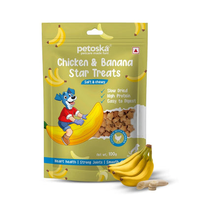 Petoska Chicken & Banana Dog Treats – 100 g Soft, Flavorful Snacks for Puppies & Adult Dogs, Real Chicken & Natural Banana Bite‑Sized Treat