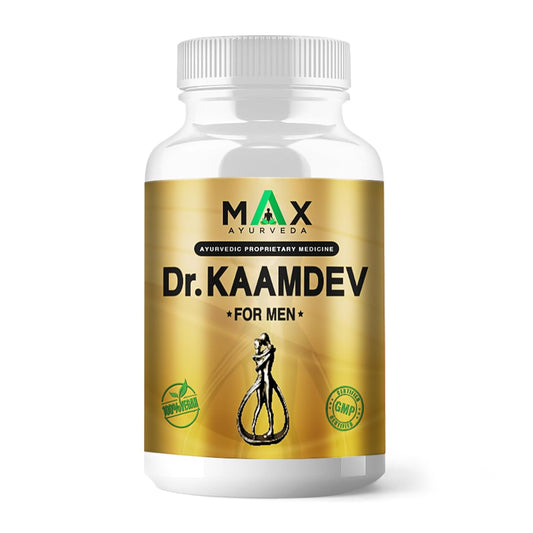 Max Ayurveda Dr. Kaamdev Capsules for Men (30 Capsules) - 100% Vegan and GMP Certified | Stamina, Power and Energy Booster
