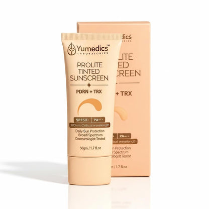 Yumedics Prolite Tinted Sunscreen SPF50+++ | 50 Gm | Sunscreen SPF 50 for Oily Skin & Dry skin | High-level UVA & UVB Protection for Daily Sun Defense