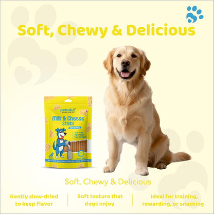 PETOSKA Chicken Sticks- 100gms | Dog Treats Made with Milk & Cheese | Highly Nutritious | Easy to Digest | Healthy Bone & Muscle | Suitable for All Dog Breeds | Pack of 1