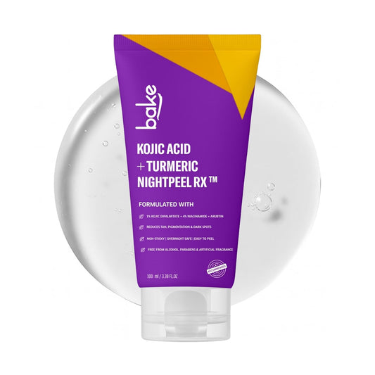 BAKE 1% Kojic Acid Night Peel Off Mask with Niacinamide & Turmeric | Reduces Pigmentation, Dark Spots & Tan | Overnight Peel Technology | Skin Brightening, Instant Glow - 100g