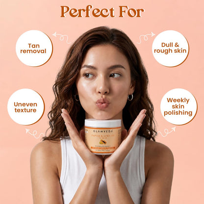 Glamveda Papaya De Pigmentation Face Scrub with Apricot | Cream-Based Exfoliating Scrub for Smooth & Refreshed Skin | 100g