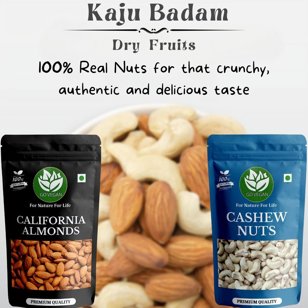 Go Vegan California Almonds | Premium Badam Giri | High in Fiber & Boost Immunity | Real Nuts | Whole Natural Badam