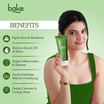 BAKE 2% Salicylic Acid & 3% Niacinamide Face Wash for Oily, Acne-Prone Skin | Treats Active Breakouts & Fades Marks & Dark Spots | Daily Anti-Acne Cleanser - 100ml