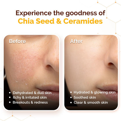 Mamaearth Chia Oil-Free Sunscreen with Chia Seed & Ceramides for Hydrated Glow & Sun Protection - 50g | SPF50 PA++++ | Oil-Free Formula for Normal to Oily Skin | UVA/B Protection | Tan Protection | No White Cast | InVivo Tested | Healthy Skin Barrier