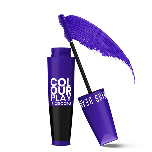 Swiss Beauty Waterproof Volumizing Colour Play Mascara | With Jojoba oil and Vitamin B5 | 6ml, Shade- Blue