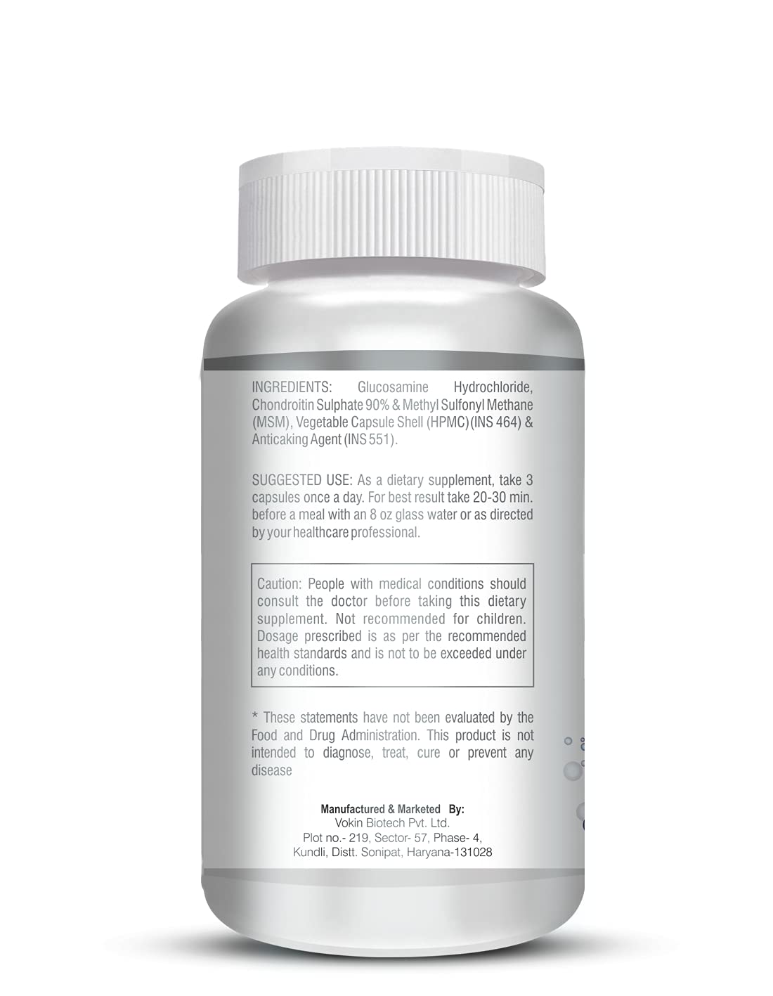 Supplement bottle with label on a white background