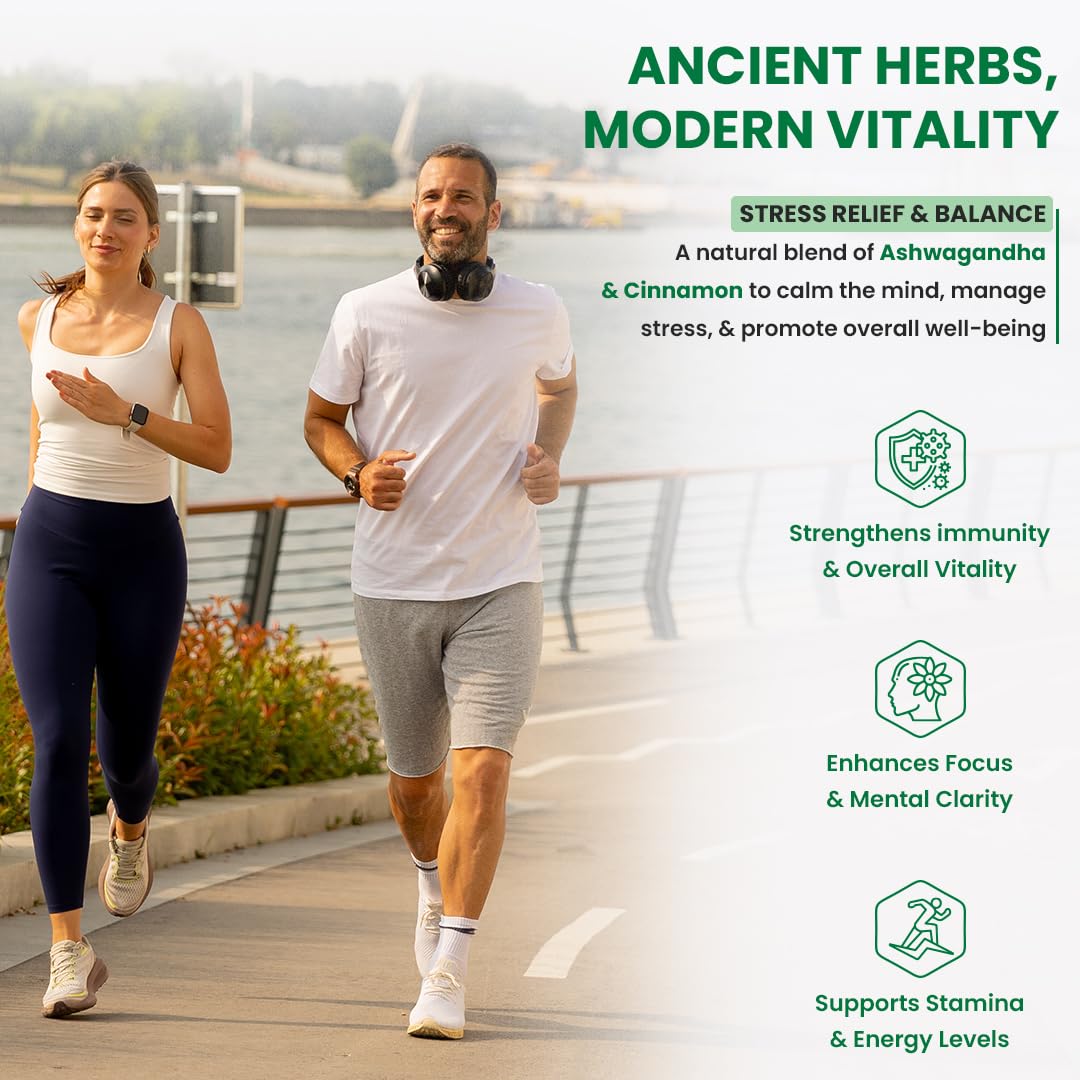 Two people running outdoors with health benefits text overlay